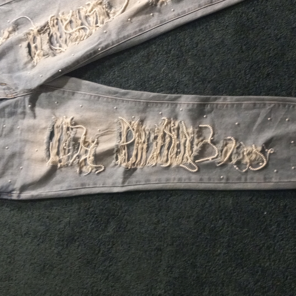 K. JORDAN SIZE 8 JEANS WITH STRINGS OF WHITE PEARLS - Picture 4 of 5